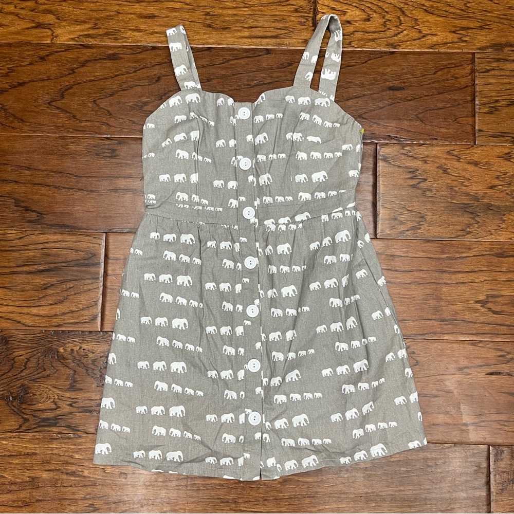 Modcloth Gray Elephant Print Dress